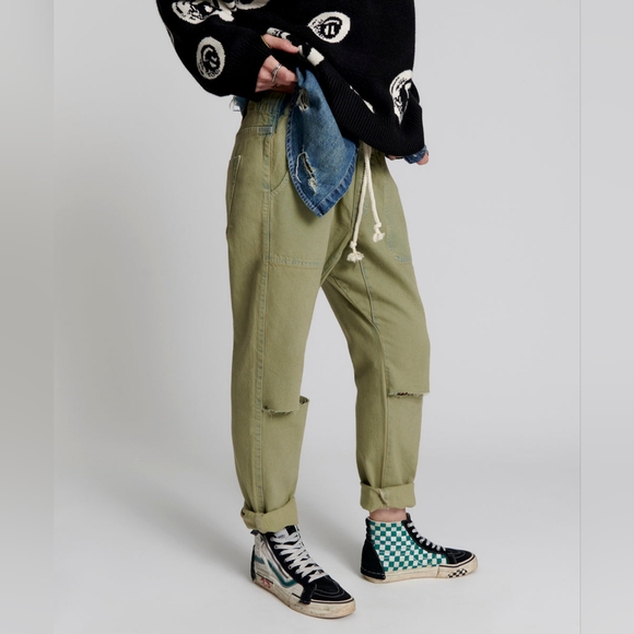 NWT One Teaspoon- Shabbies Low Waist Drawstring Boyfriend Denim Jeans - Picture 5 of 12